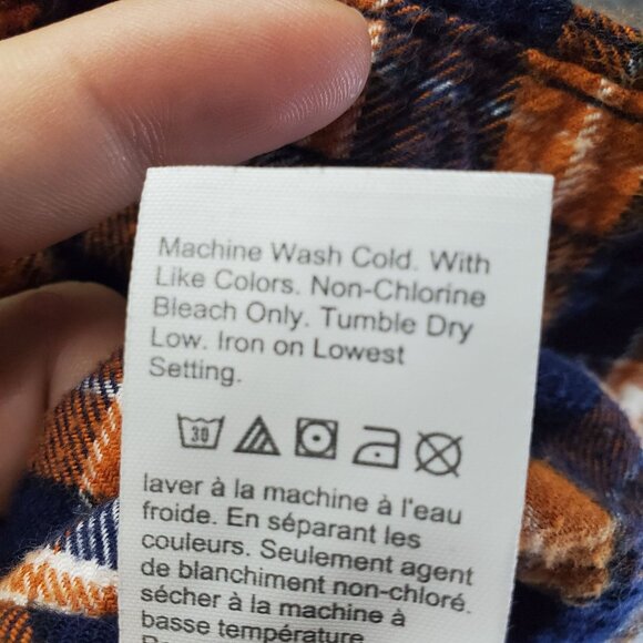 J. Crew Shirt Mens Medium Blue & Orange Plaid Flannel Long Sleeve - Picture 4 of 9